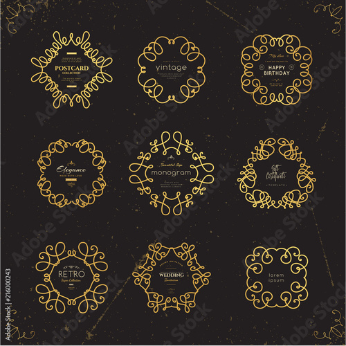 Set of luxury monogram logo templates. Elegant design for business sign, restaurant, wedding shop, jewelry, fashion, product design, brand sign. Vector illustration.