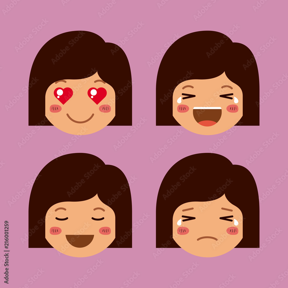 little girls emoticon set kawaii characters vector illustration design little girls emoticon set kawaii characters vector illustration design