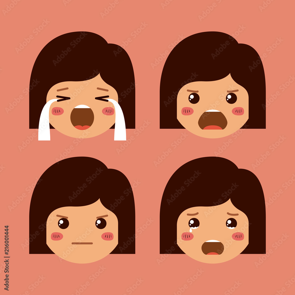 little girls emoticon set kawaii characters vector illustration design little girls emoticon set kawaii characters vector illustration design