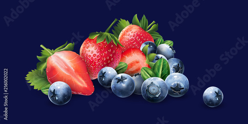 Blueberries and strawberries