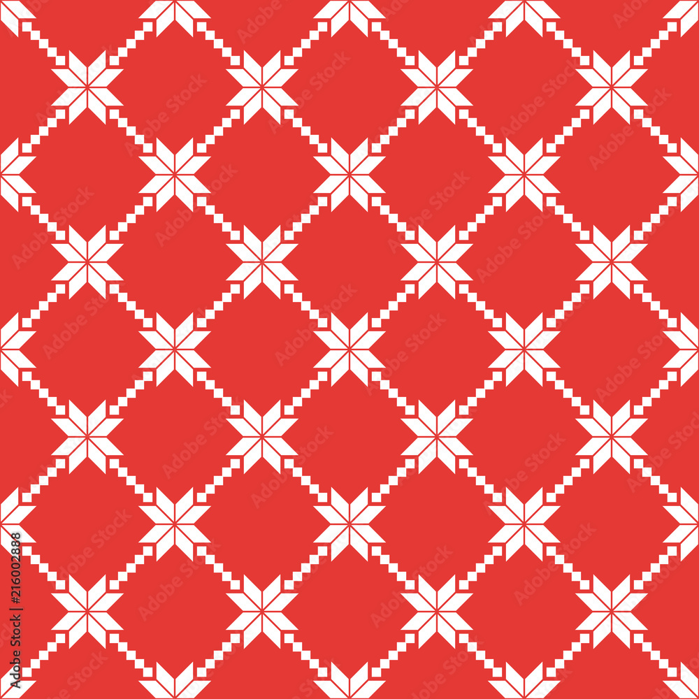Fototapeta premium Red and white norwegian vector seamless pattern