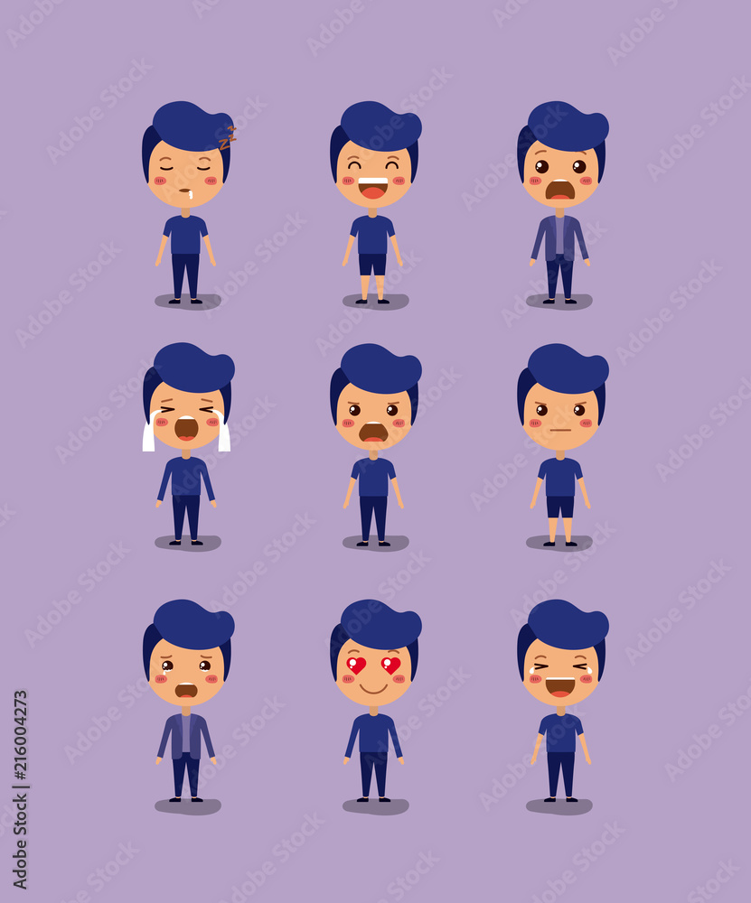 little boys emoticon set kawaii characters vector illustration design little boys emoticon set kawaii characters vector illustration design
