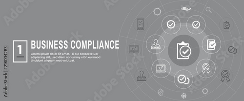 In compliance web banner - icon set that shows a company passed inspection