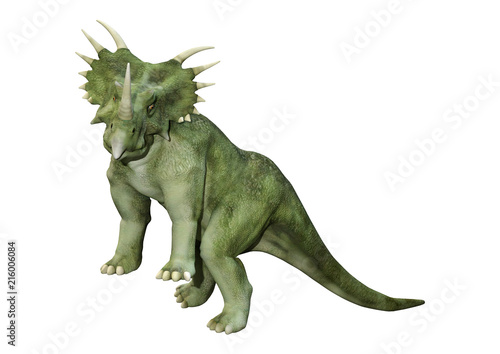 3D Rendering Dinosaur Styracosaurus on White