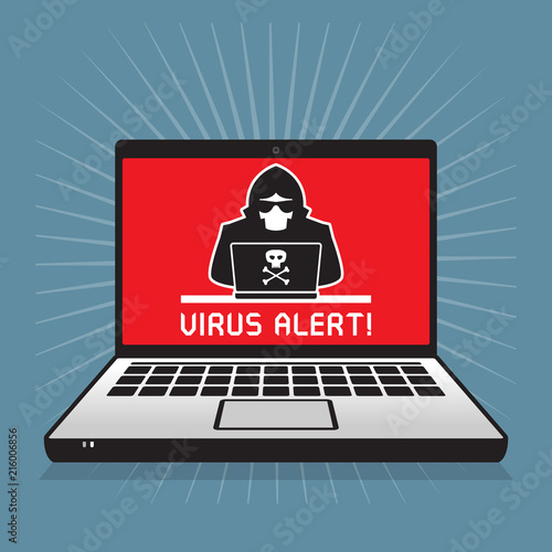 Computer screen with hacker attack