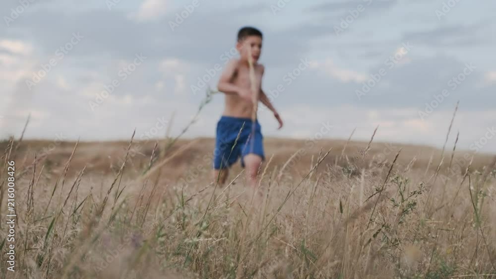 A view of children, competing in running in a field with yellow grass A view of children, competing in running in a field with yellow grass