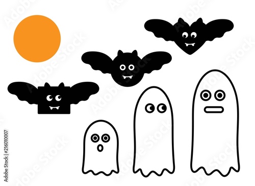 simple fun ghost and bats for halloween