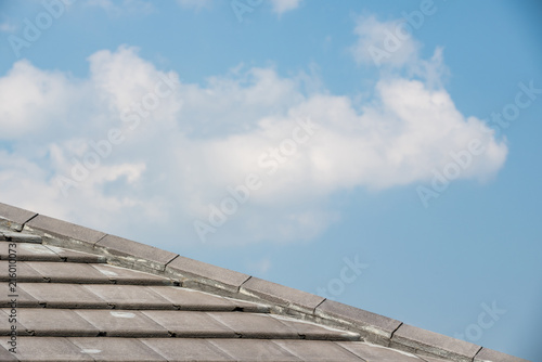 roof tiles with blue sky background