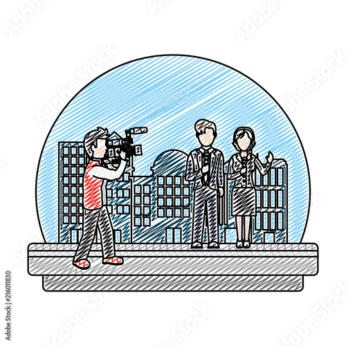 doodle cameraman camcorder film to reporters partner