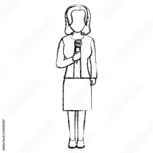 grunge woman reporter with elegant clothes and hairstyle