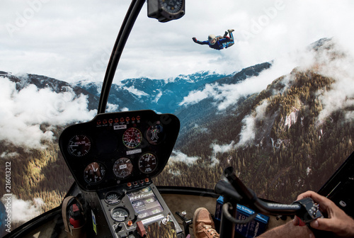 Skydiver and Helicopter