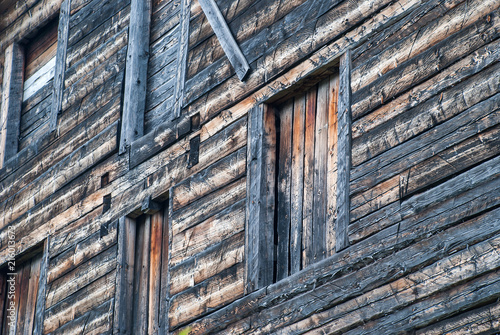 Window in an old wooden house photo