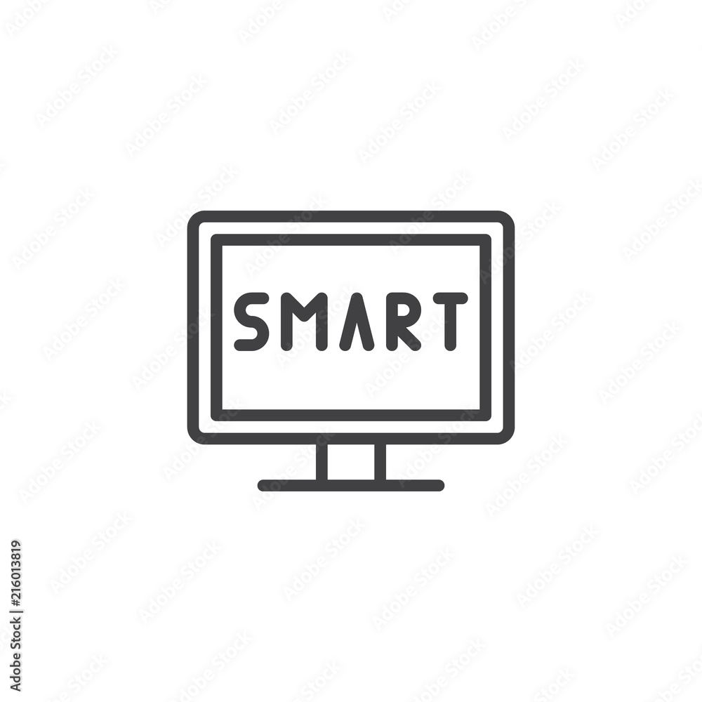 Smart TV outline icon. linear style sign for mobile concept and web design. Television simple line vector icon. Symbol, logo illustration. Pixel perfect vector graphics Smart TV outline icon. linear style sign for mobile concept and web design. Television simple line vector icon. Symbol, logo illustration. Pixel perfect vector graphics