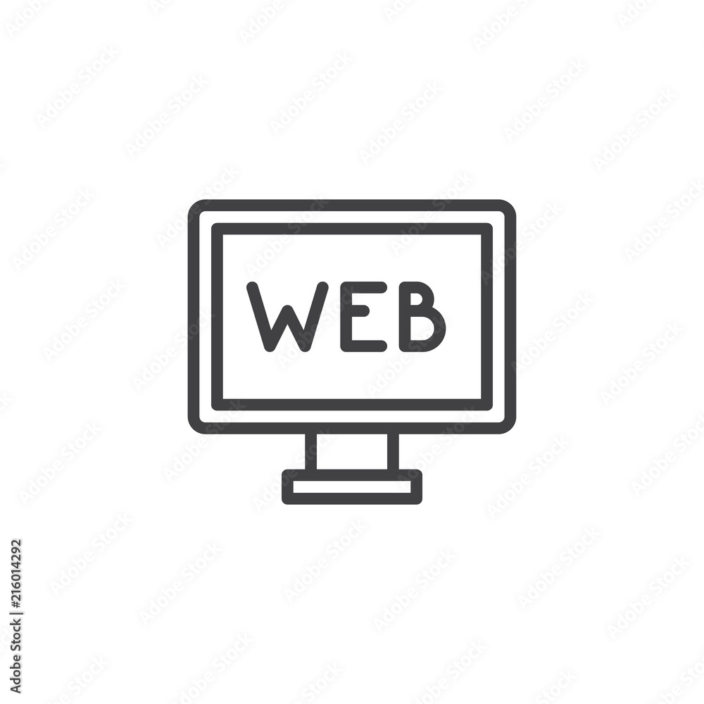 Text WEB on screen outline icon. linear style sign for mobile concept and web design. web monitor simple line vector icon. Symbol, logo illustration. Pixel perfect vector graphics Text WEB on screen outline icon. linear style sign for mobile concept and web design. web monitor simple line vector icon. Symbol, logo illustration. Pixel perfect vector graphics
