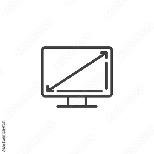Full screen tv outline icon. linear style sign for mobile concept and web design. Wide screen simple line vector icon. Display size symbol, logo illustration. Pixel perfect vector graphics