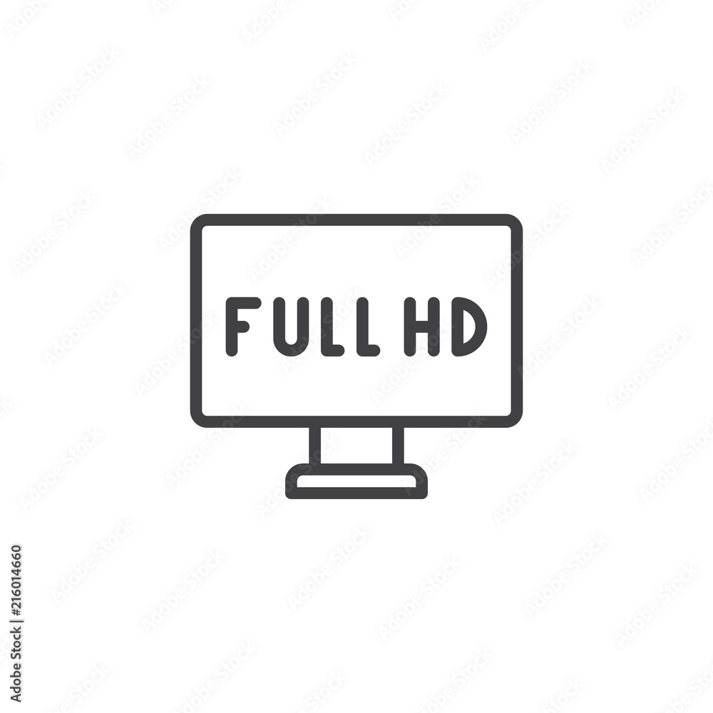 Full hd tv outline icon. linear style sign for mobile concept and web design. full hd monitor simple line vector icon. Symbol, logo illustration. Pixel perfect vector graphics Full hd tv outline icon. linear style sign for mobile concept and web design. full hd monitor simple line vector icon. Symbol, logo illustration. Pixel perfect vector graphics