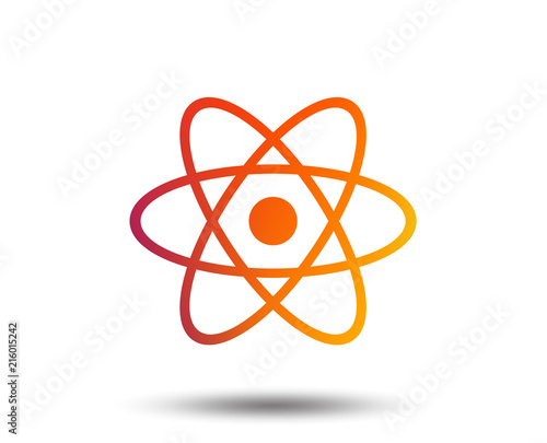 Atom sign icon. Atom part symbol. Blurred gradient design element. Vivid graphic flat icon. Vector