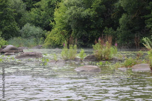 The shore of the plain river