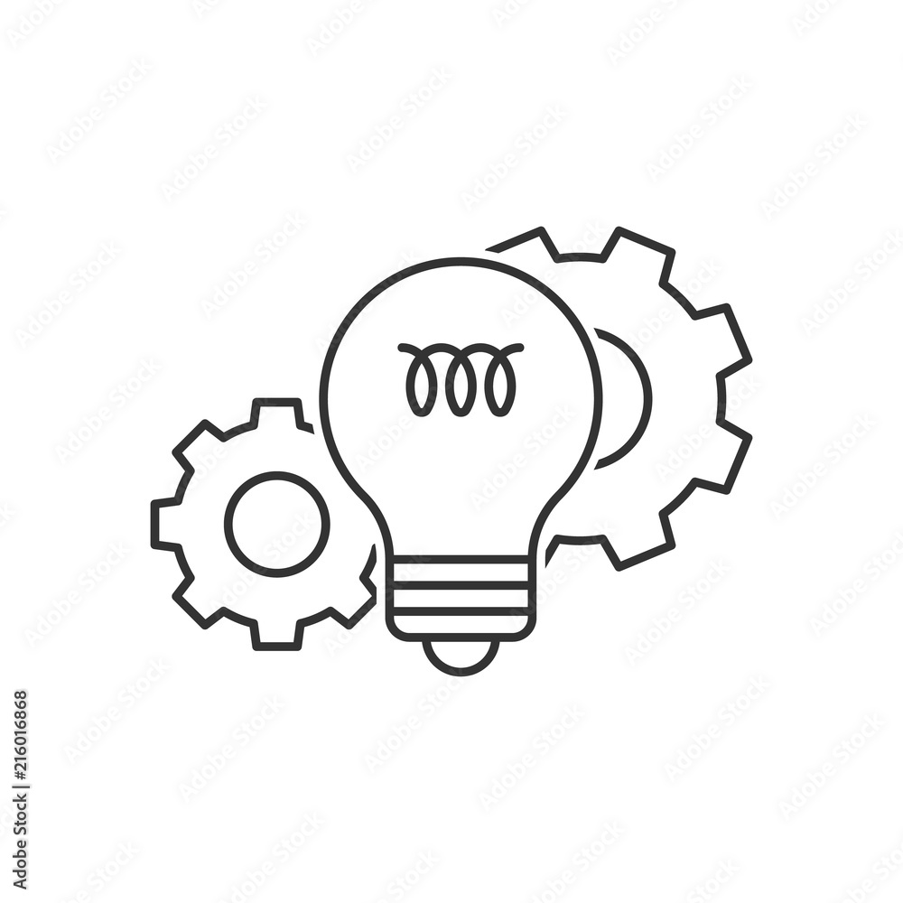 Light bulb and cog wheels Light bulb and cog wheels