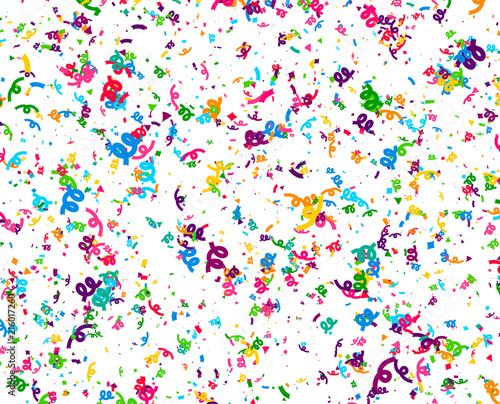 Carnaval or Festival Confetti. Colorful confetti pieces. Celebration party or Holiday background. Flying colorful glitter particles. Decoration pattern. Vector