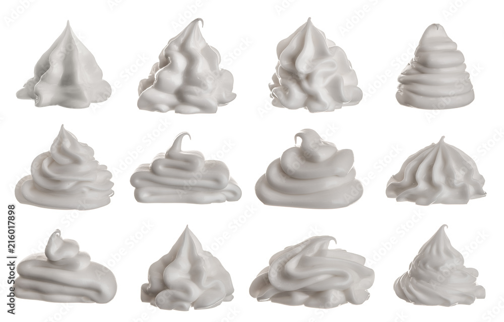 Whipping cream cake or sour cream isolated on white background Whipping cream cake or sour cream isolated on white background