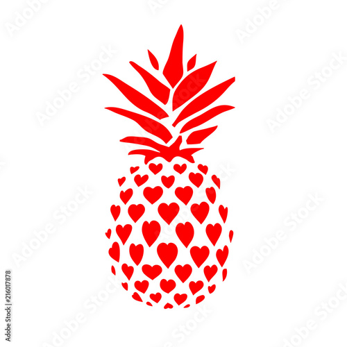 Pineapple. Hand drawn vector illustration isolated on white, logo, t-shirt design.