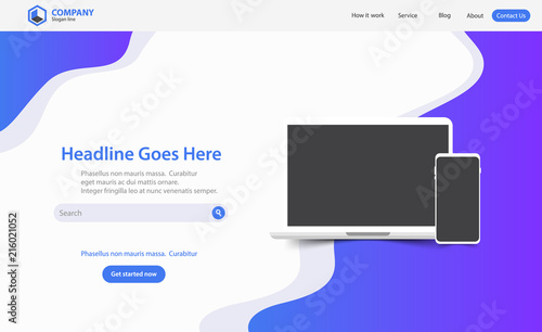New Trendy Landing Page Website Vector Template Design