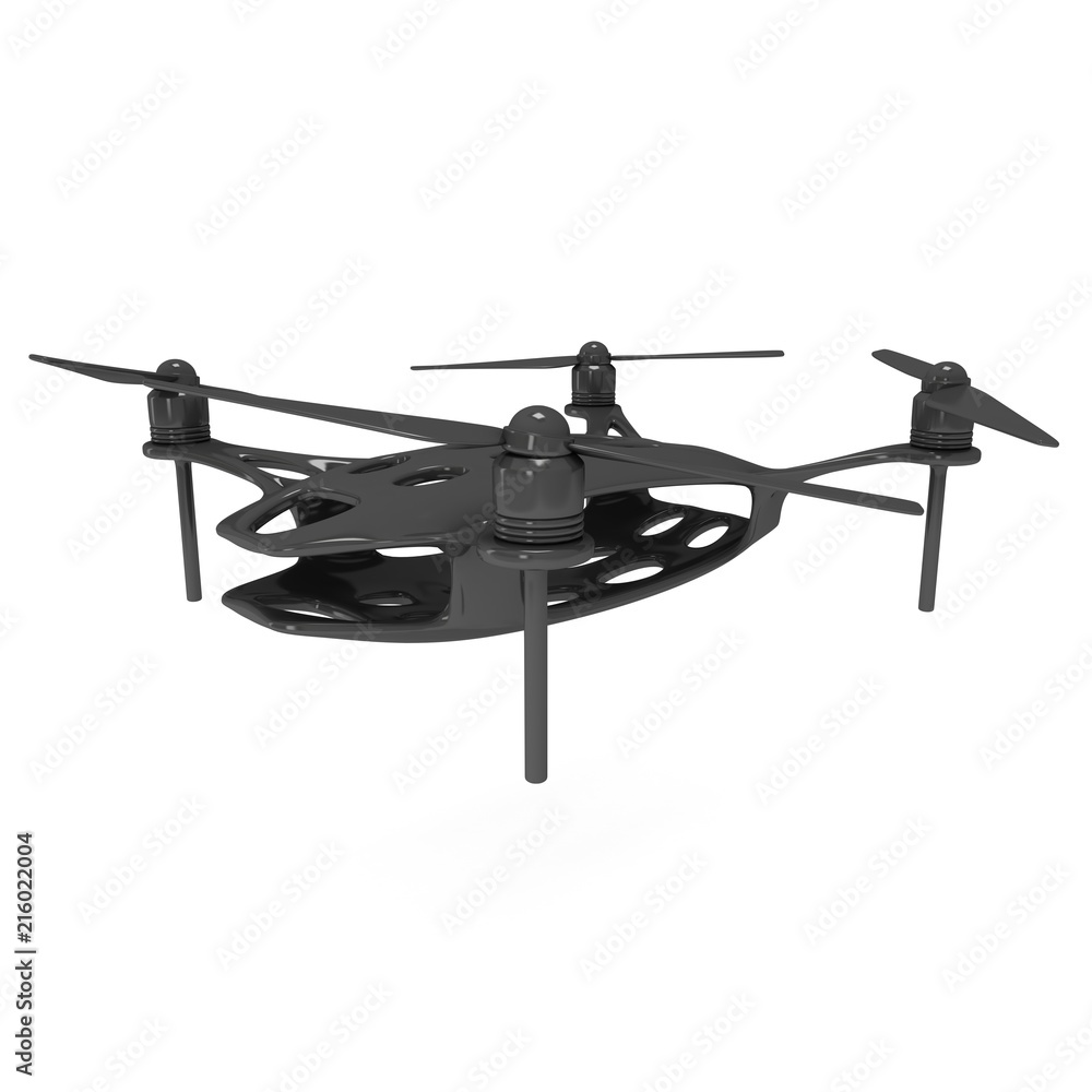 Remote control air drone. Dron flying. 3d render isolated on white Remote control air drone. Dron flying. 3d render isolated on white