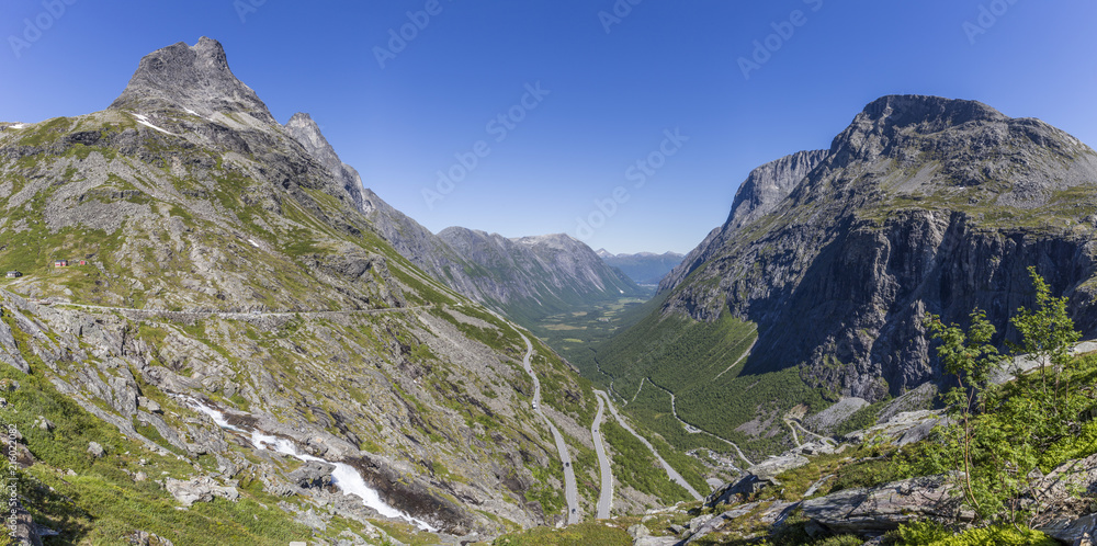 Beautiful panorama of serpentine mountain road Trollstigen