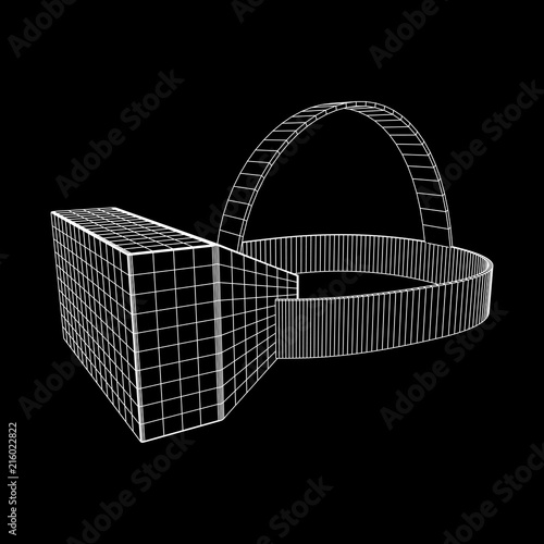 VR Glasses virtual reality helmet headset. Wireframe low poly mesh vector illustration