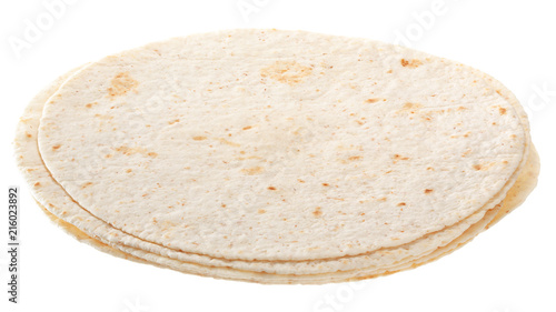 White tortillas isolated on white background.
