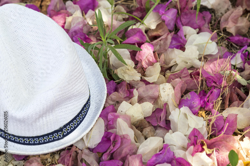 bridal flowers with hat . summer concept
