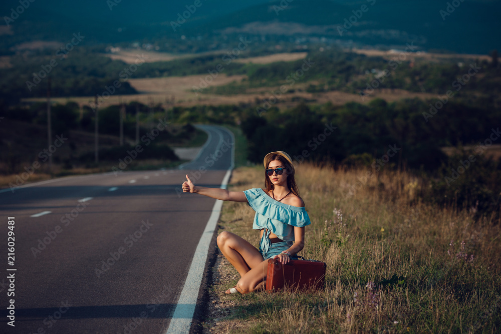 Fototapeta premium Young beautiful Asian woman in hippy style.