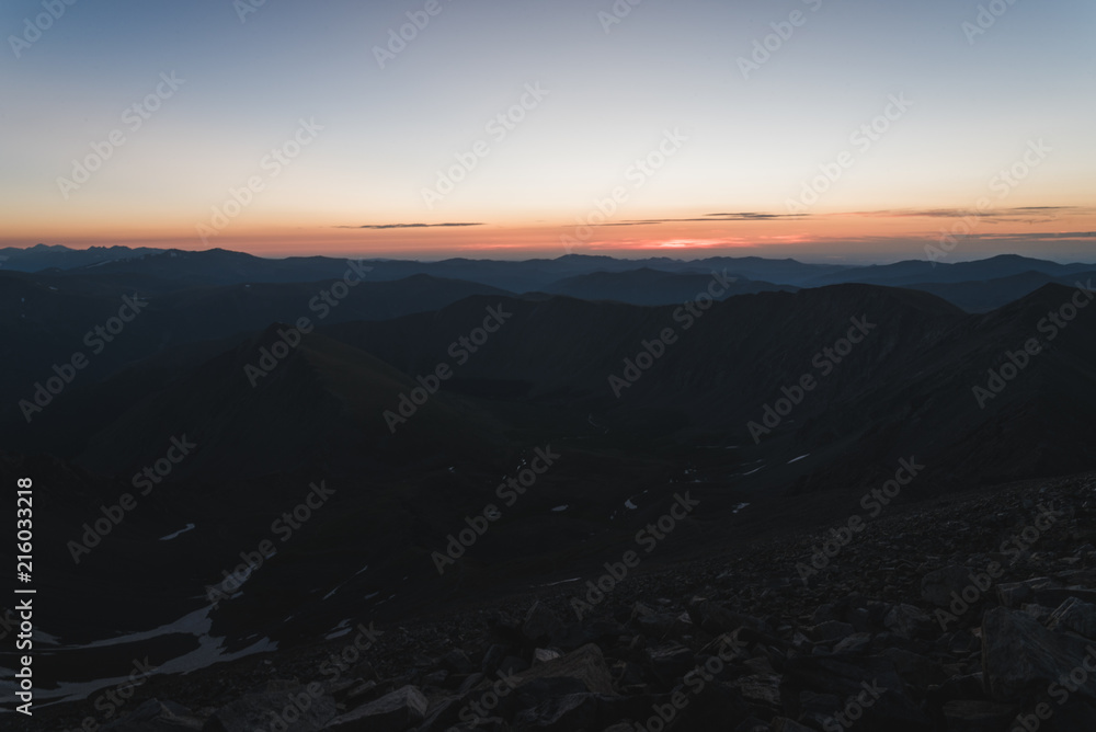 Landscape view of early morning in the Rocky Mountains, Colorado. 