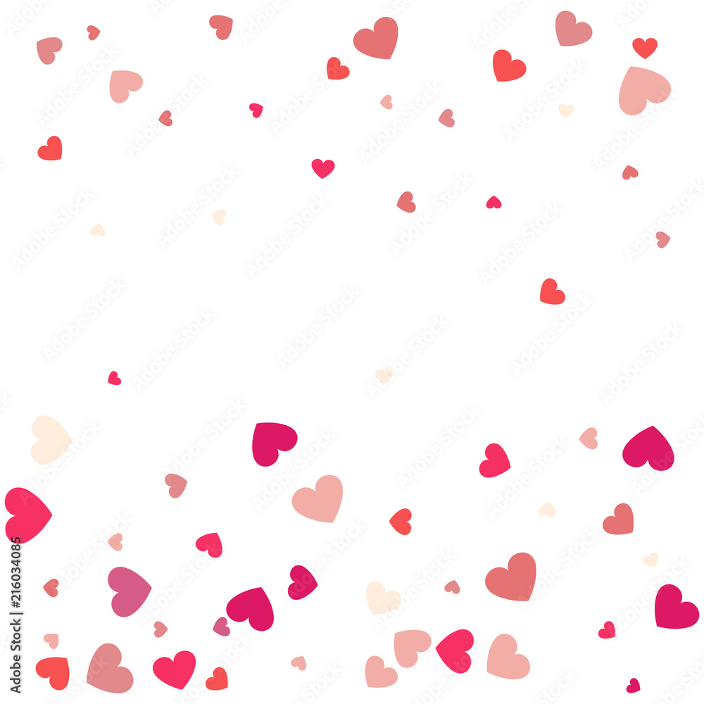 Beautiful Confetti Hearts Falling on Background. Invitation Template Background Design, Greeting Card, Poster. Valentine Day. Vector illustration
