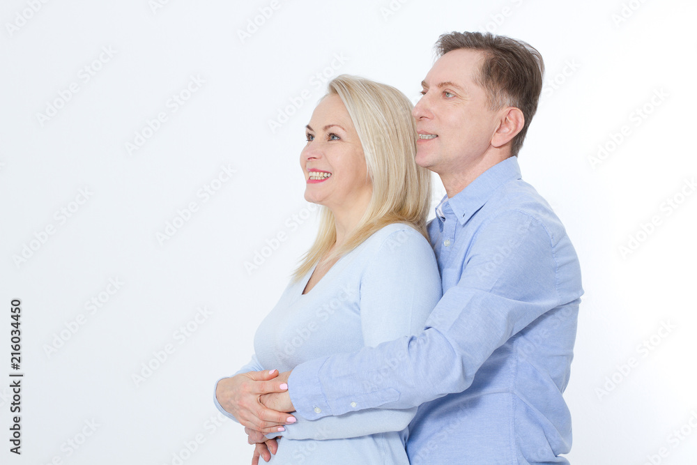 Fototapeta premium Middle aged Couple portrait isolated on white background.