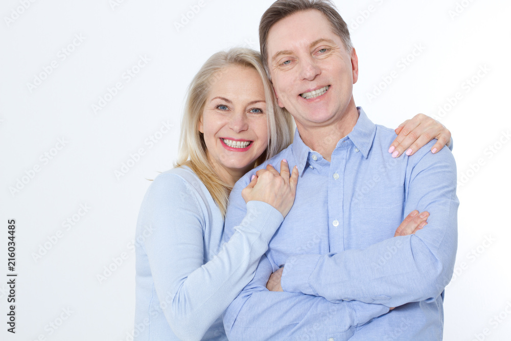 Middle aged Couple portrait isolated on white background. Middle aged Couple portrait isolated on white background.