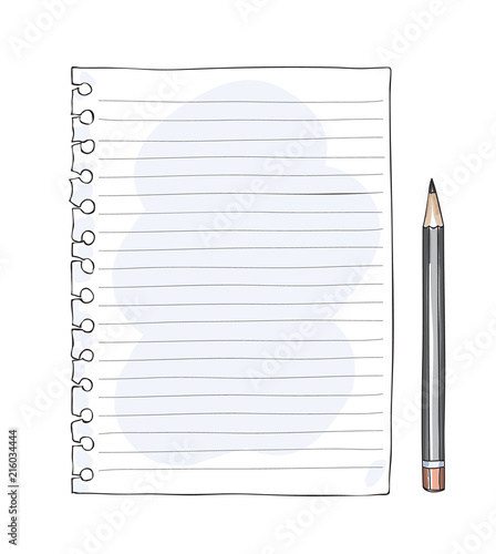 One sheet of paper from a notebook hand drawn art vector illustration