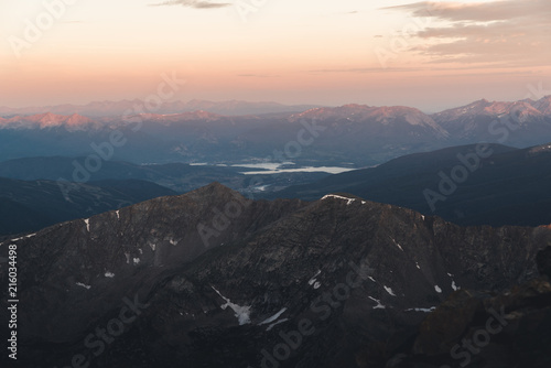 Landscape view of early morning in the Rocky Mountains, Colorado. 