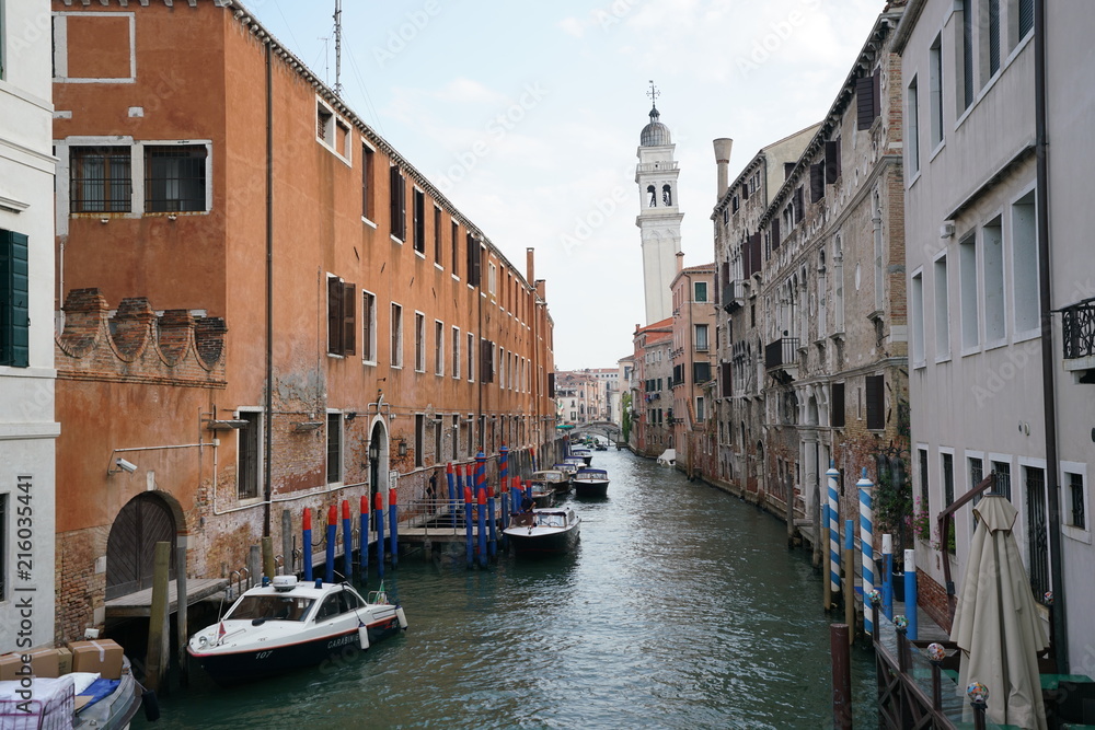 Venice,Italy-July 25, 2018: San Giorgio dei Greci or leaning tower of Venice
