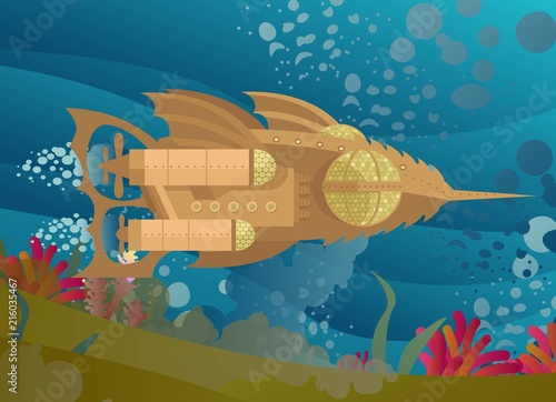 retro steampunk submarine