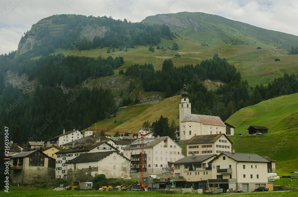 Small mountain town in Switzerland