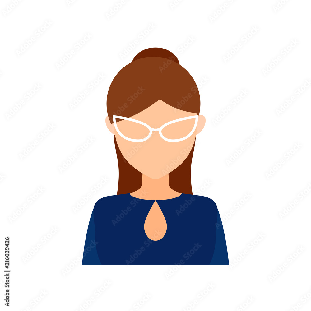 Avatar girl with glasses with hair collected in the tail. Avatar girl with glasses with hair collected in the tail.