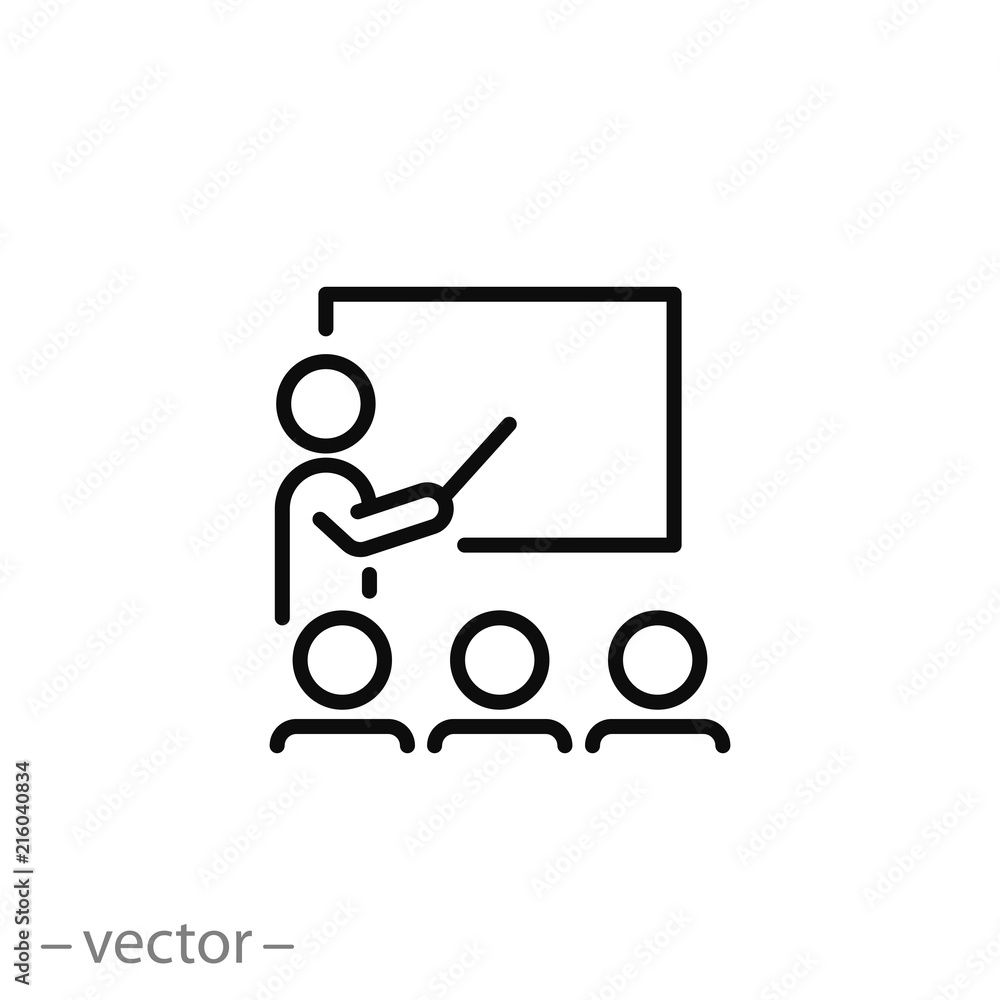 Training icon, workshop linear sign isolated on white background - editable  vector illustration eps10 Stock Vector