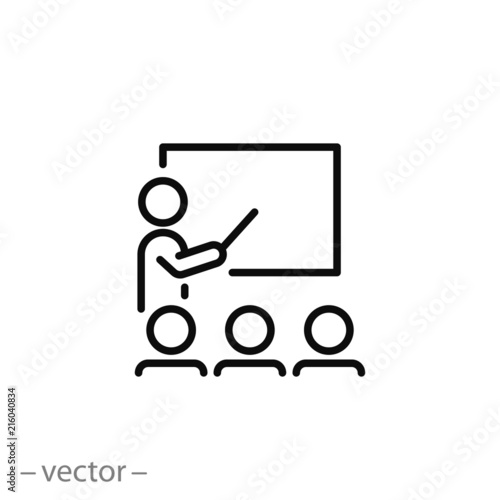 Training icon, workshop linear sign isolated on white background - editable vector illustration eps10