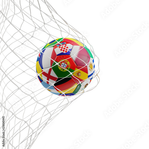 soccer ball in goal 3d-illu...