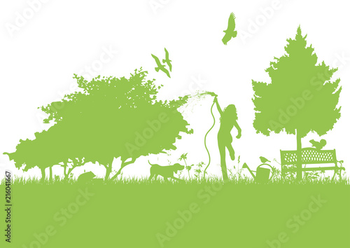 Klimawandel Sommerhitze Silhouetten