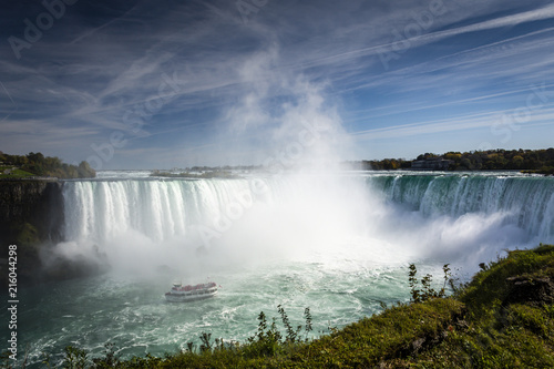 Ship close to Niagara Falls waterfall
