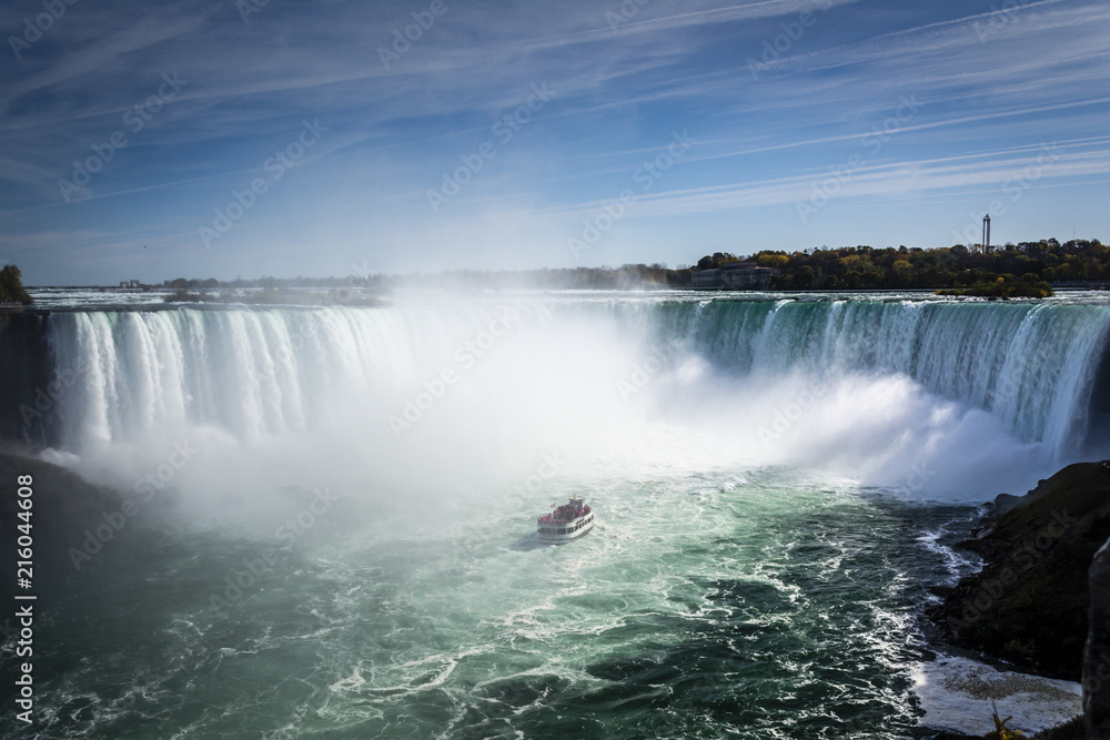 Ship close to Niagara Falls waterfall