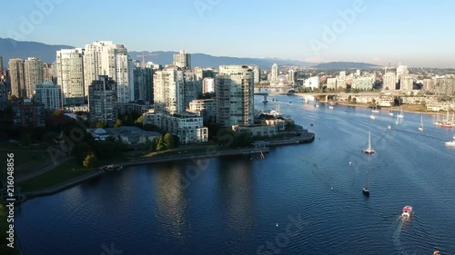 Drone shot above the harbor in vancouver photo